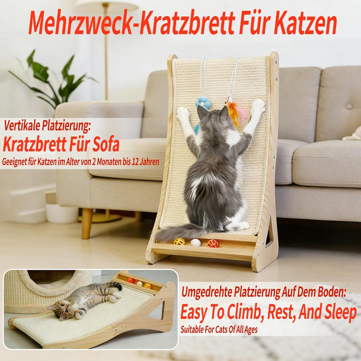 Katzen Kratzbrett Dual-Use Kratzpappe für Katzen Gross 63cm Gebogen Kratzmöbel Katze 100% Natürliche