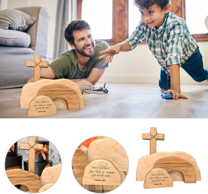Ostern Auferstehung Szene Ornamente Jesus Krippe Dekorationen Osterszene hölzerndeko Tischdeko Set R
