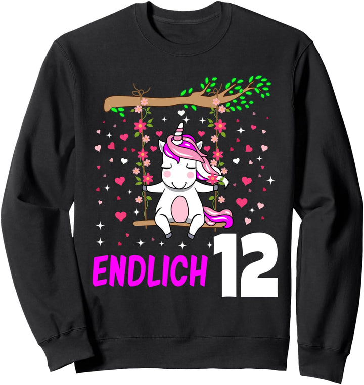 Endlich 12 Einhorn Schaukel 12. Geburtstag Mädchen 12 Jahre Sweatshirt