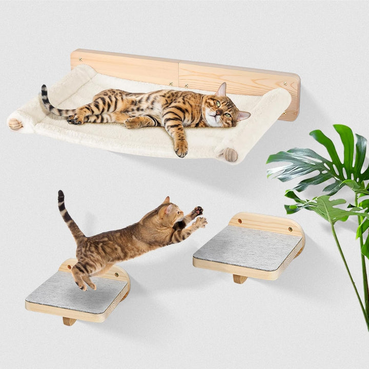 Kletterwand Katzen,Premium Kletterwand Katzen Set mit Katzenbrettern für die Wand,Premium Wandpark z