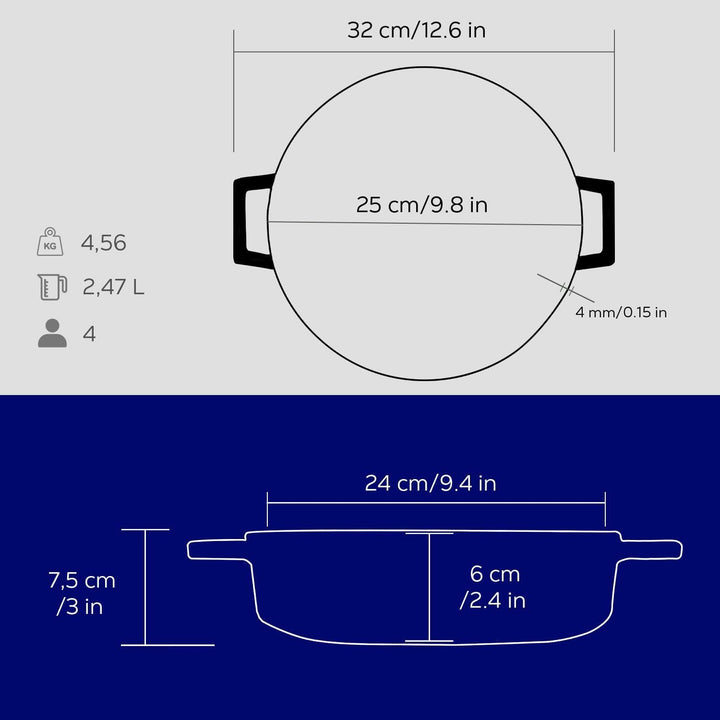 Lava Mehrzweck-Schmortopf aus Gusseisen, 2,9 l 2 1/2 Quart kobaltblau, kobaltblau