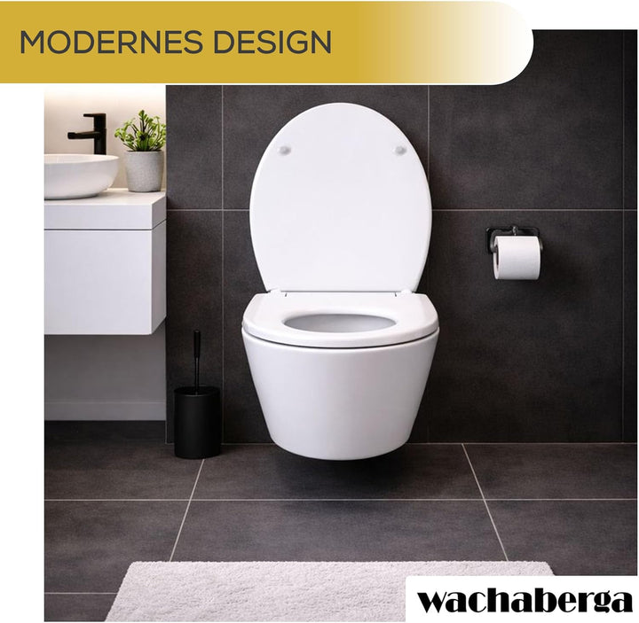Toilettendeckel weiss mit Absenkautomatik, WC Sitz Oval Duroplast mit Softclose, stabilen Edelstahl-