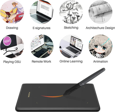 HUION Inspiroy H420X Grafiktablett, 4.17 x 2.6 Zoll Zeichentablett, Pen Tablet mit 8192 Drucksensiti