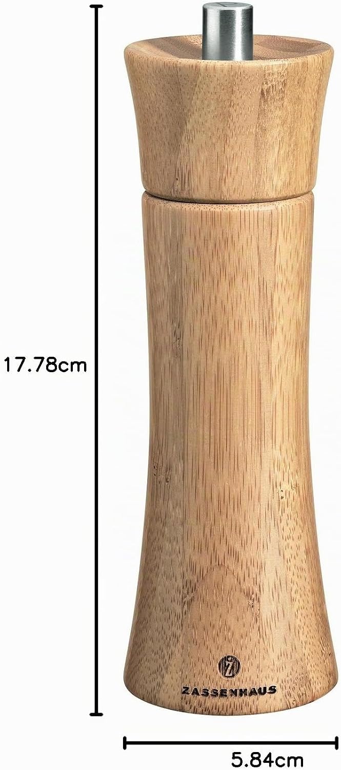 Zassenhaus Pfeffermühle Frankfurt 18 cm, Bambus mit stufenlos verstellbarem Hochleistungs-Keramikmah