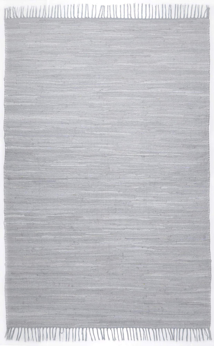 Theko | Dhurry Teppich aus 100% Baumwolle Flachgewebe Teppich Happy Cotton | handgewebt | Farbe: Gra