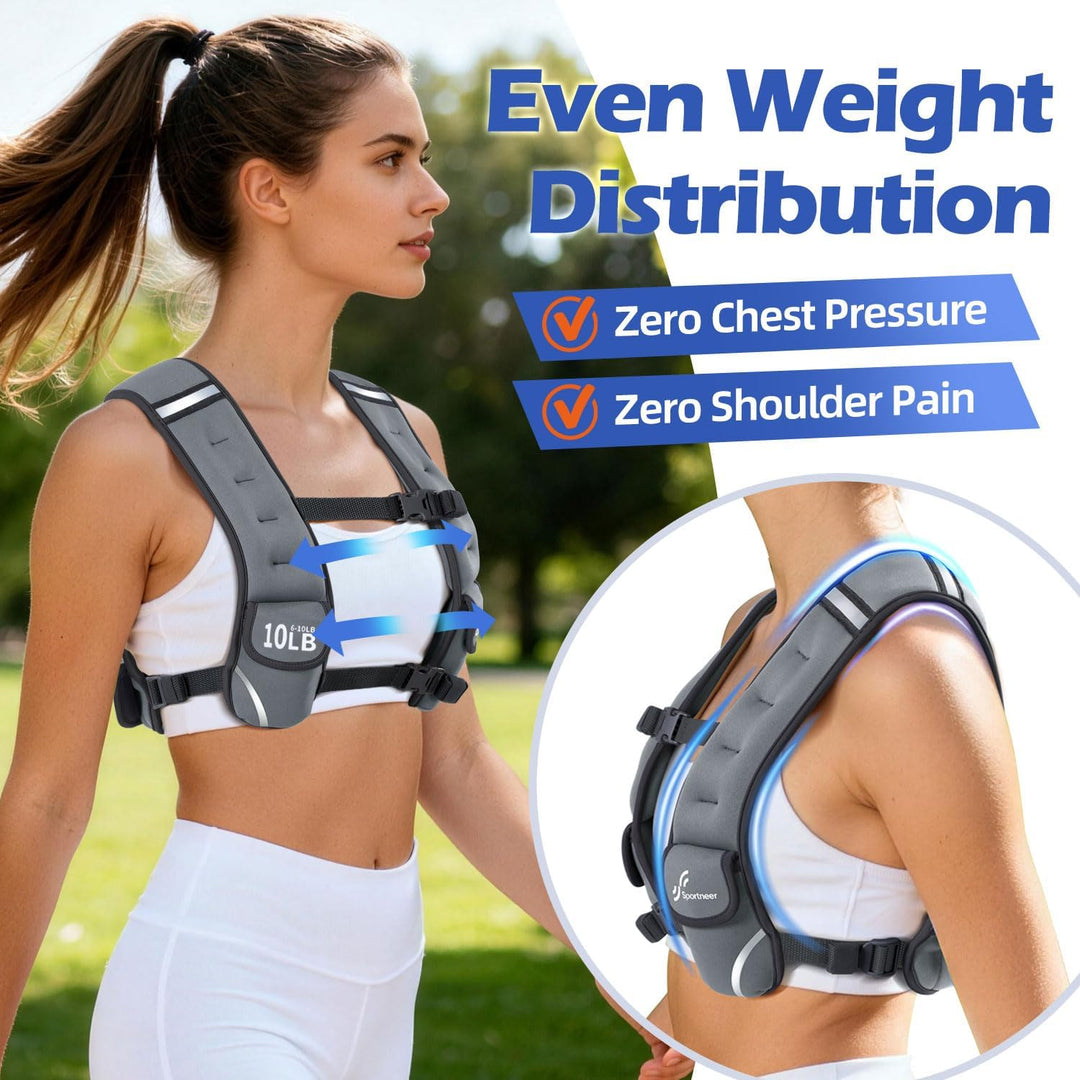 Sportneer Verstellbare Gewichtsweste für Damen Laufweste, 2,7-4,5kg/ 4,5-8,16kg Gewichtsweste für Kr