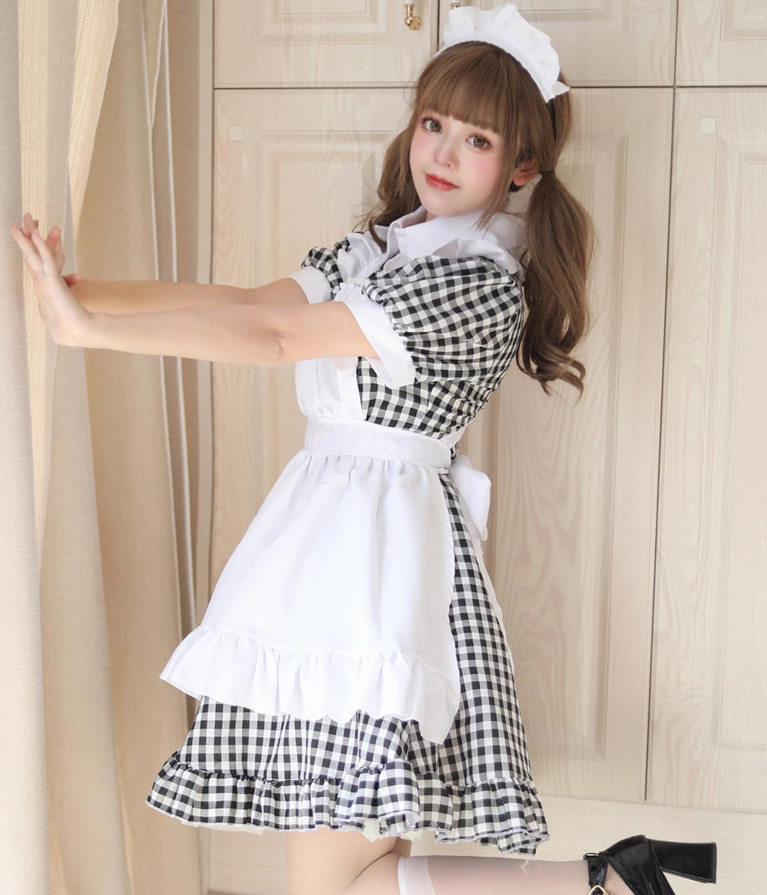 French Maid Dress Cosplay Anime Halloween Kostüm Set Mit Kleid, Schürze, Kopfbedeckung - Niedliche K
