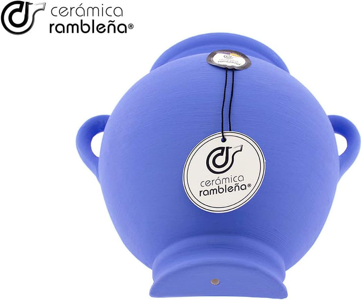 CERÁMICA RAMBLEÑA | Blumentopf zum Aufhängen | Hängende Tonblumentopf | Wandtopf | Blau D122 | 20x20