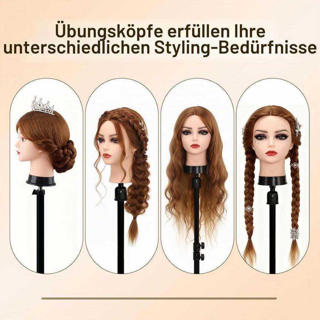 TopDirect 60cm/23.5 Zoll 80% Echthaar Haar Frisierkopf Schminkpuppe Kopf, Bilden Make-up Friseur Übu