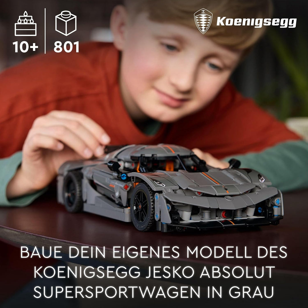 LEGO Technic Koenigsegg Jesko Absolut Supersportwagen in Grau, Bauspielzeug für Jungen und Mädchen,