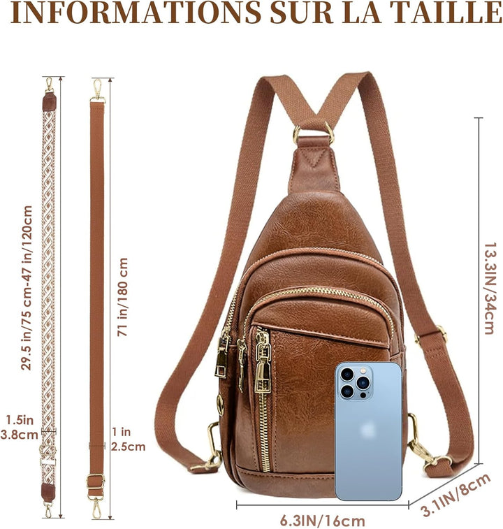 Kaiyaner Brusttasche Damen Umhängetasche Herren Crossbody Bag Handytasche zum umhängen 2 in 1 Schult