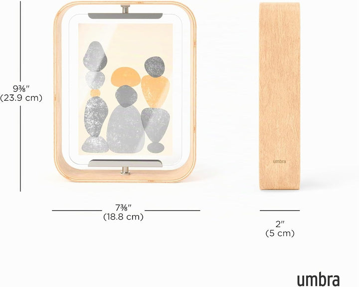 Umbra Bellwood Tischbilderrahmen, zweiseitiger Bilderrahmen für 10x15 oder 13x18 cm Fotos, Natur, Na