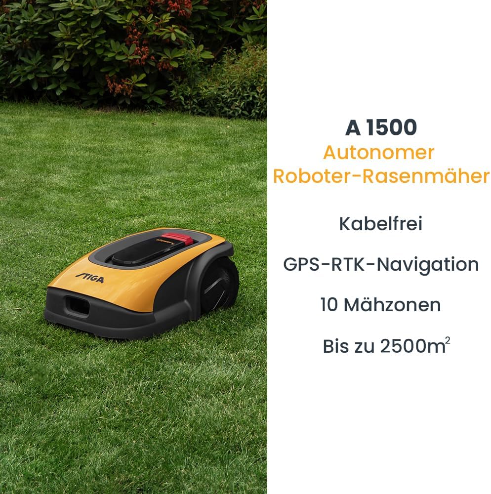 STIGA A1500 Autonomer Rasenmäher Roboter. Mähroboter ohne Begrenzungskabel (max. 2500m²). App-Steuer