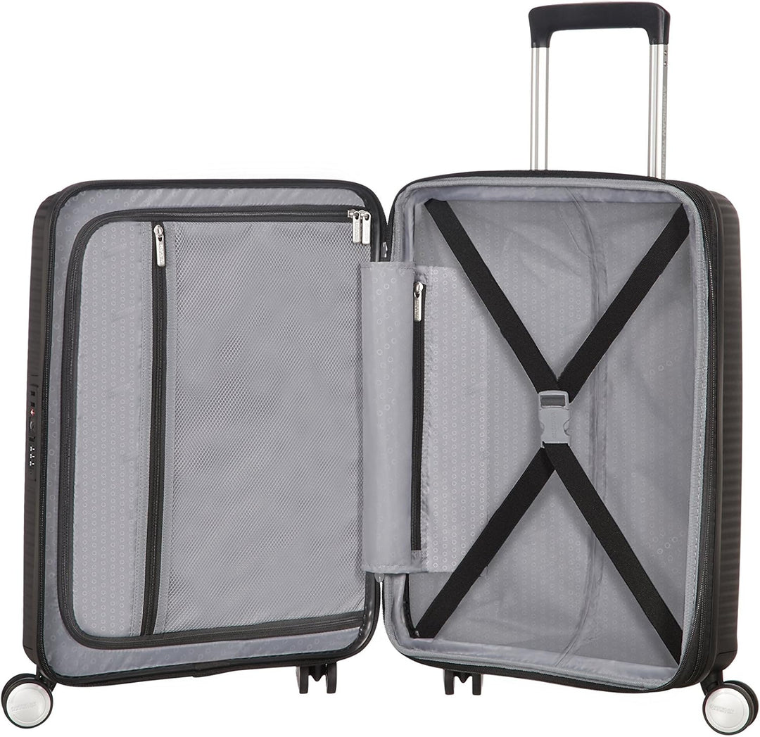 American Tourister Soundbox - Spinner S Erweiterbar Handgepäck, 55 cm, 41 L, Schwarz (Bass Black) Sc