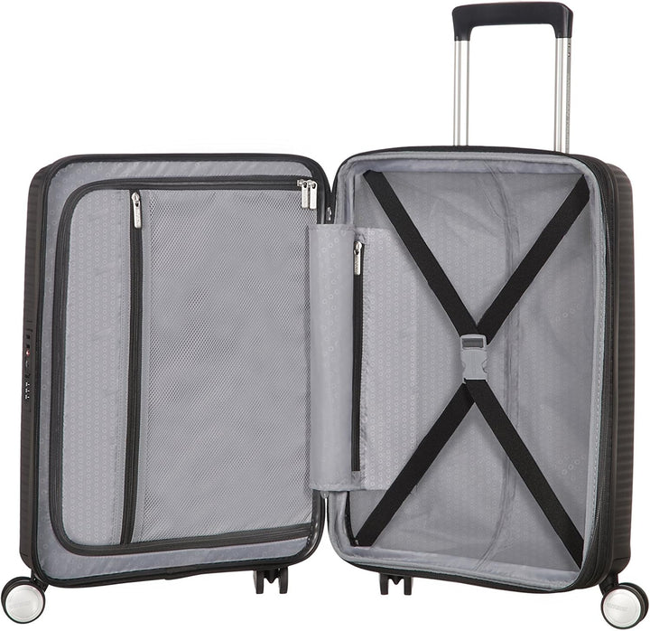 American Tourister Soundbox - Spinner S Erweiterbar Handgepäck, 55 cm, 41 L, Schwarz (Bass Black) Sc