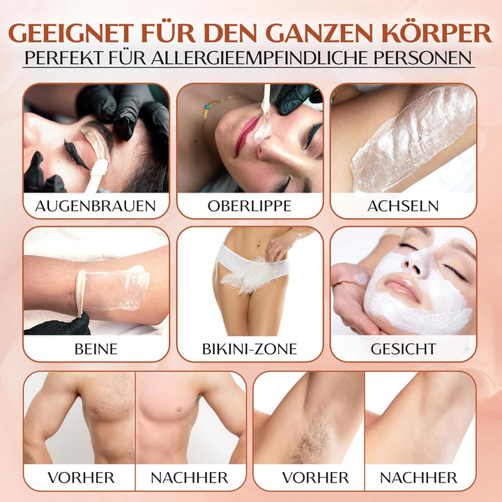 800 Gramm Dermawax Silky Peach Hypoallergen Waxing Perlen zur Haarentfernung Augenbrauen Gesicht Int