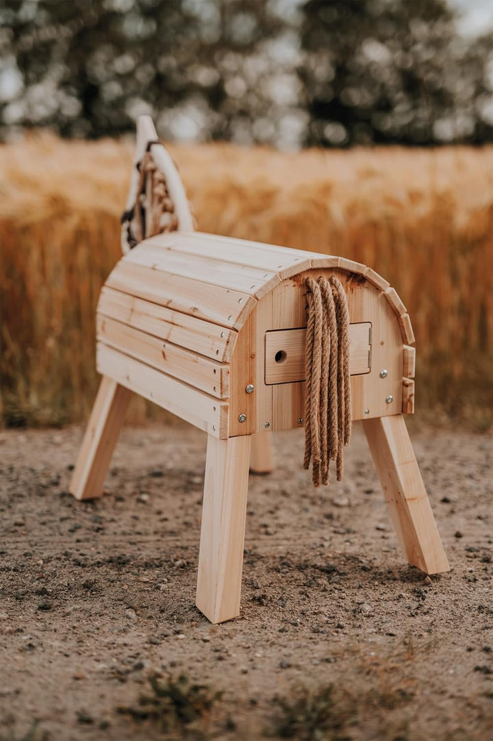 small foot Holzpferd kompakt, Reitpferd mit Halfter für Kinder, für Drinnen und Draussen geeignet, a