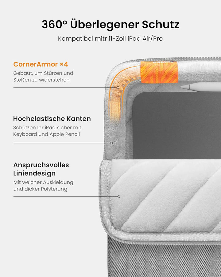 tomtoc 360° Tablet Tasche Hülle für 11 Zoll iPad Air M3/M2 2025-2024, 11 Zoll iPad Pro M4 OLED 2024,
