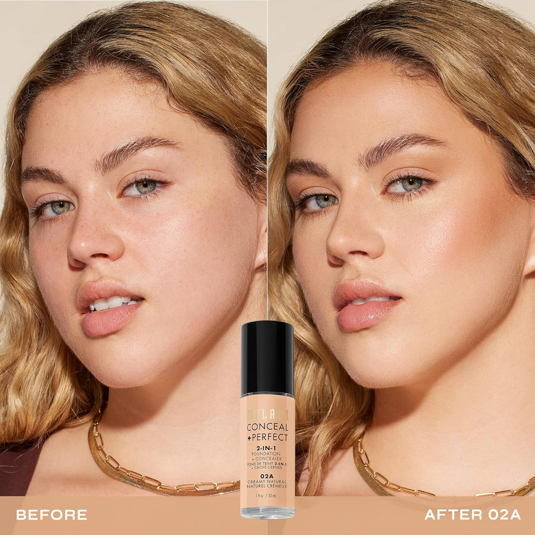 Milani C-M0-012-11 Conceal And Perfect 2 in 1 Foundation + Concealer Creamy Natural, 30 ml
