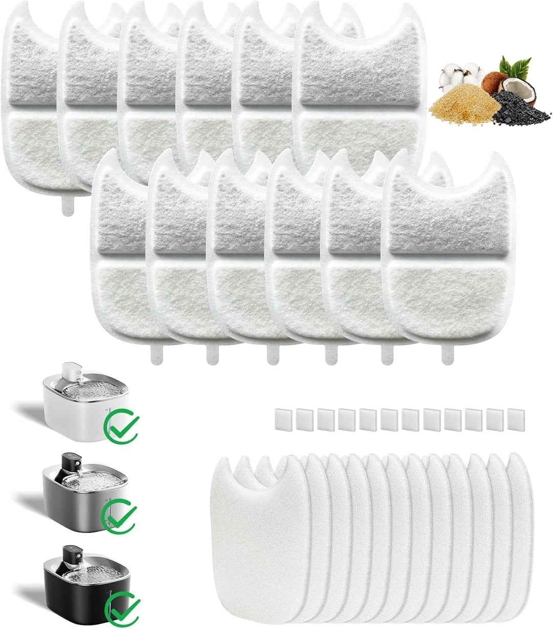 12 Stück Katzenbrunnen Filter für 4L Katzenbrunnen YPD-C004P/YPD-C004S, 12 Trinkbrunnen Filter und 1