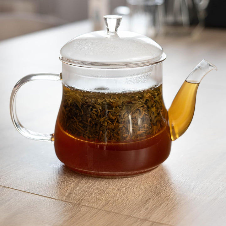 KADAX Teekanne aus Glas 1L, hitzebeständig, Glaskanne mit Siebeinsatz für losen Tee, Glasteekanne mi