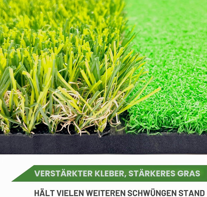 Faltbare Golfschlägermatte mit 2 Rasen, 60 x 40 cm, mit T-Stück für drinnen und draussen