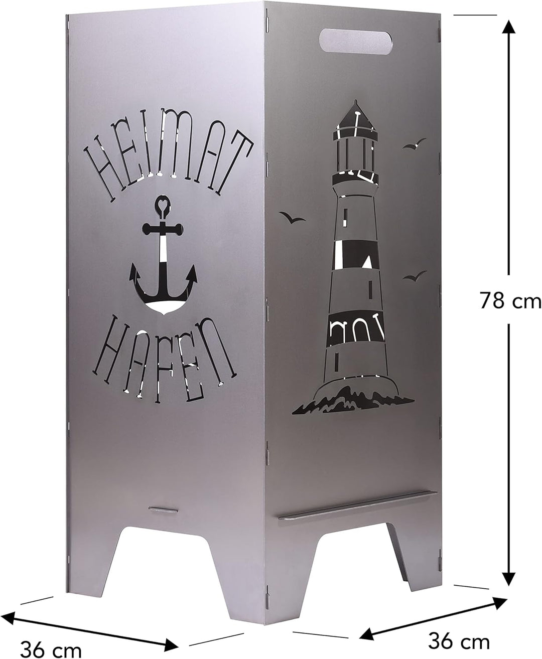 Feuertonne Mit Maritim Motiv | Stabiles Stecksystem Mit Tragegriffen | Robust & Aus Hochwertigem Sta