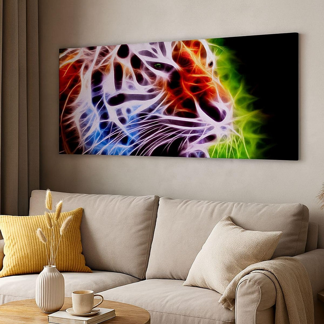 Wandbilder Dekoration Wohnzimmer Afrika aggression tiere tiger Panorama Bilder auf Leinwand 120x50cm