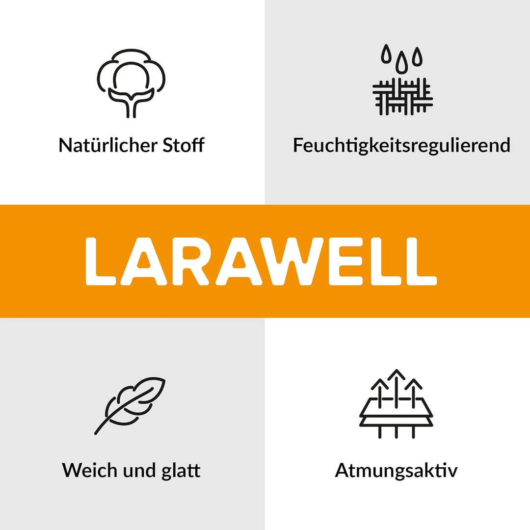 LARAWELL Bettwäsche 135x200 Baumwolle Ganzjahres Bettwäsche-Sets blau grau gestreift Premium Blau, G