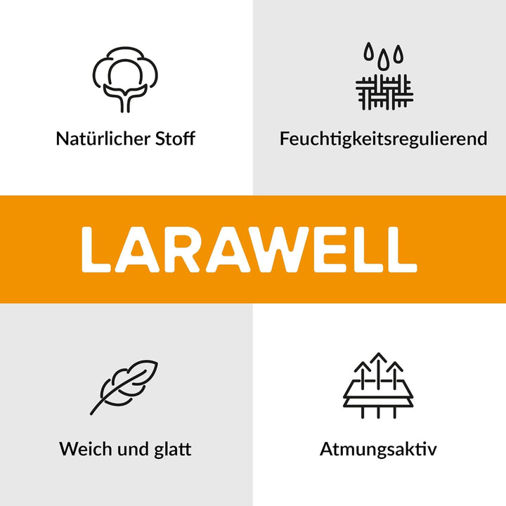 LARAWELL Bettwäsche 135x200 Baumwolle Ganzjahres Bettwäsche-Sets blau grau gestreift Premium Blau, G