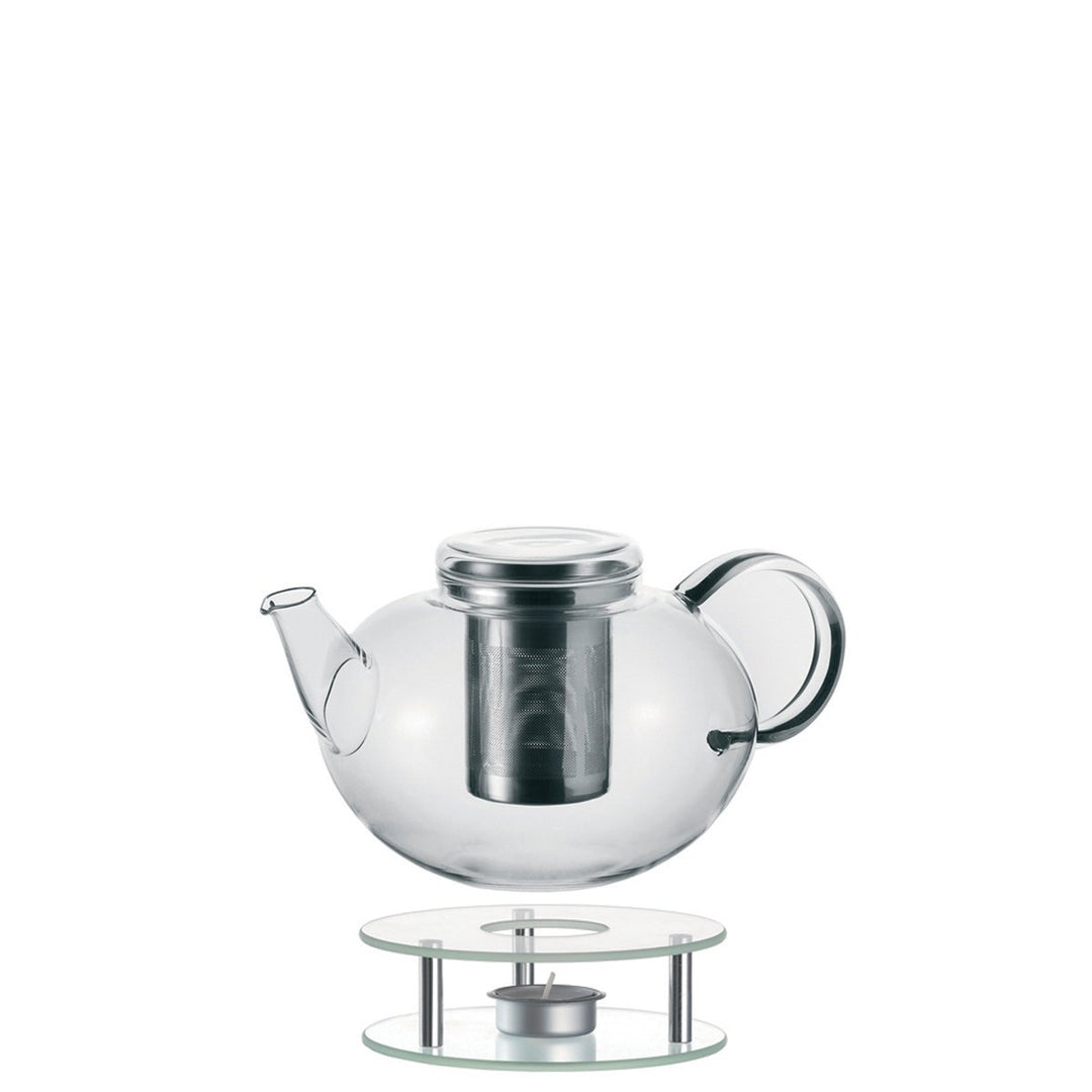 Leonardo Set Teekanne mit Stövchen Moon, 2-teilig, 2 l, handgefertigt, hitzebeständiges Glas und Ede