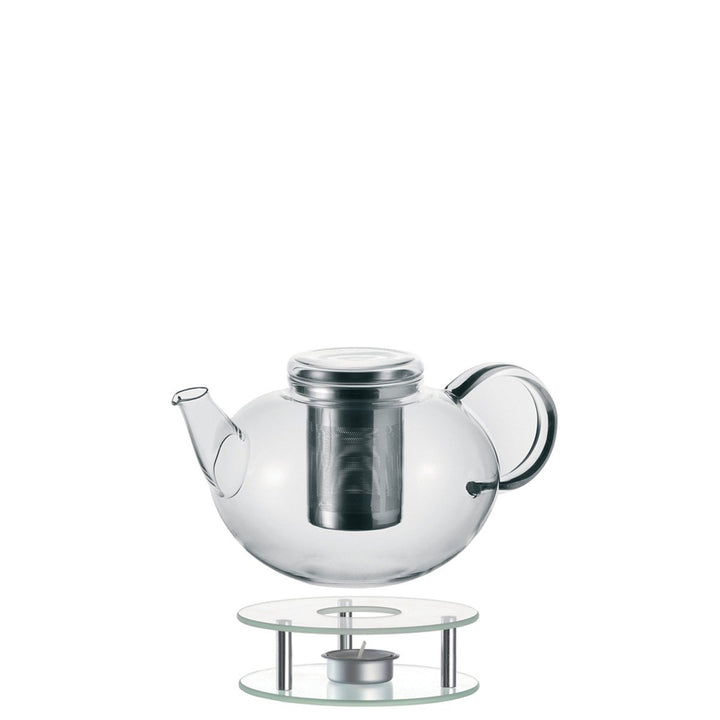Leonardo Set Teekanne mit Stövchen Moon, 2-teilig, 2 l, handgefertigt, hitzebeständiges Glas und Ede