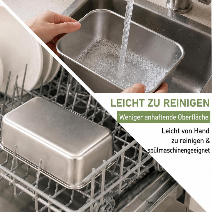 8er Set Kastenform Edelstahl, 22 x 15 x 6,5 cm Backform ohne Beschichtung, Edelstahl-Kastenformen Br