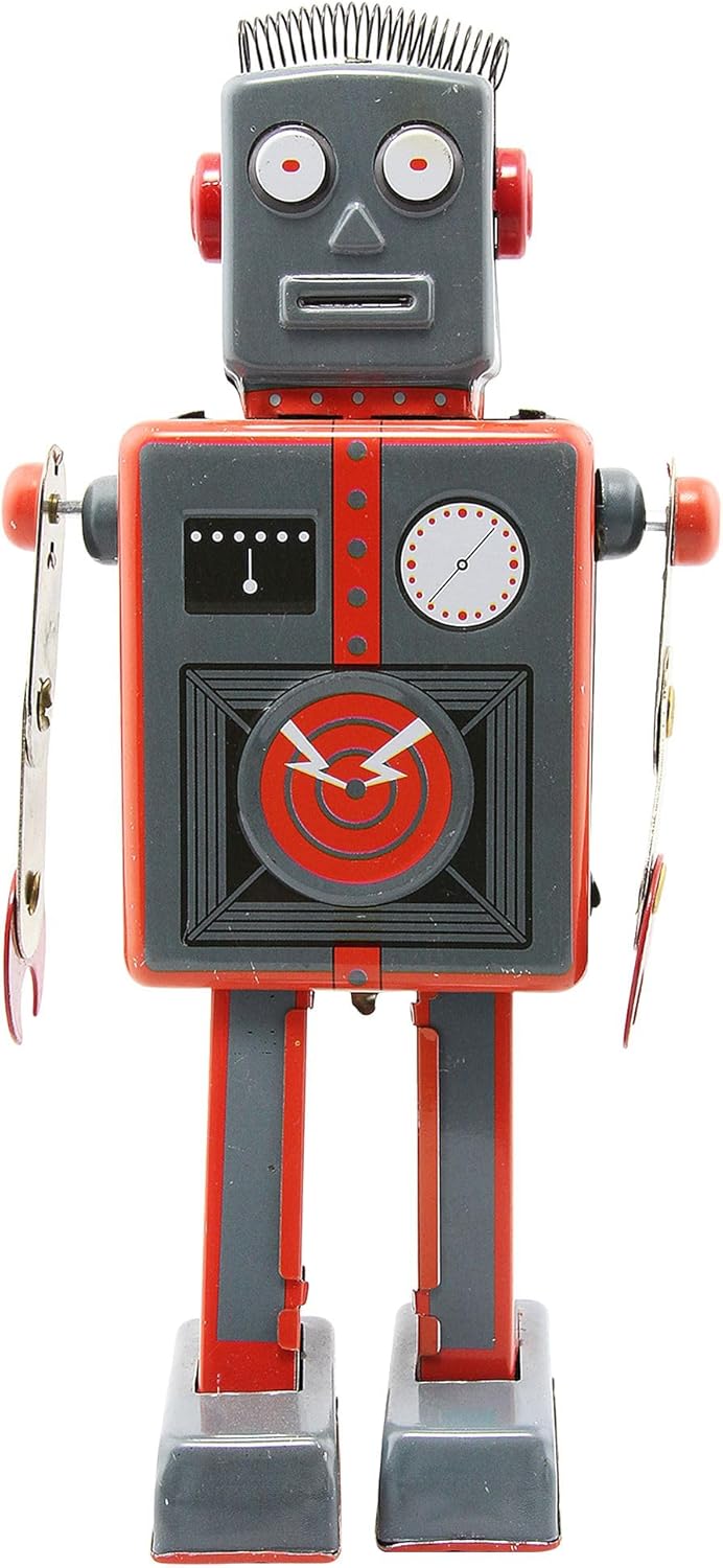 Superfreak Roboter - Mechanical Robot - grau - Blechroboter - Retro Blechspielzeug Modell 03, Modell