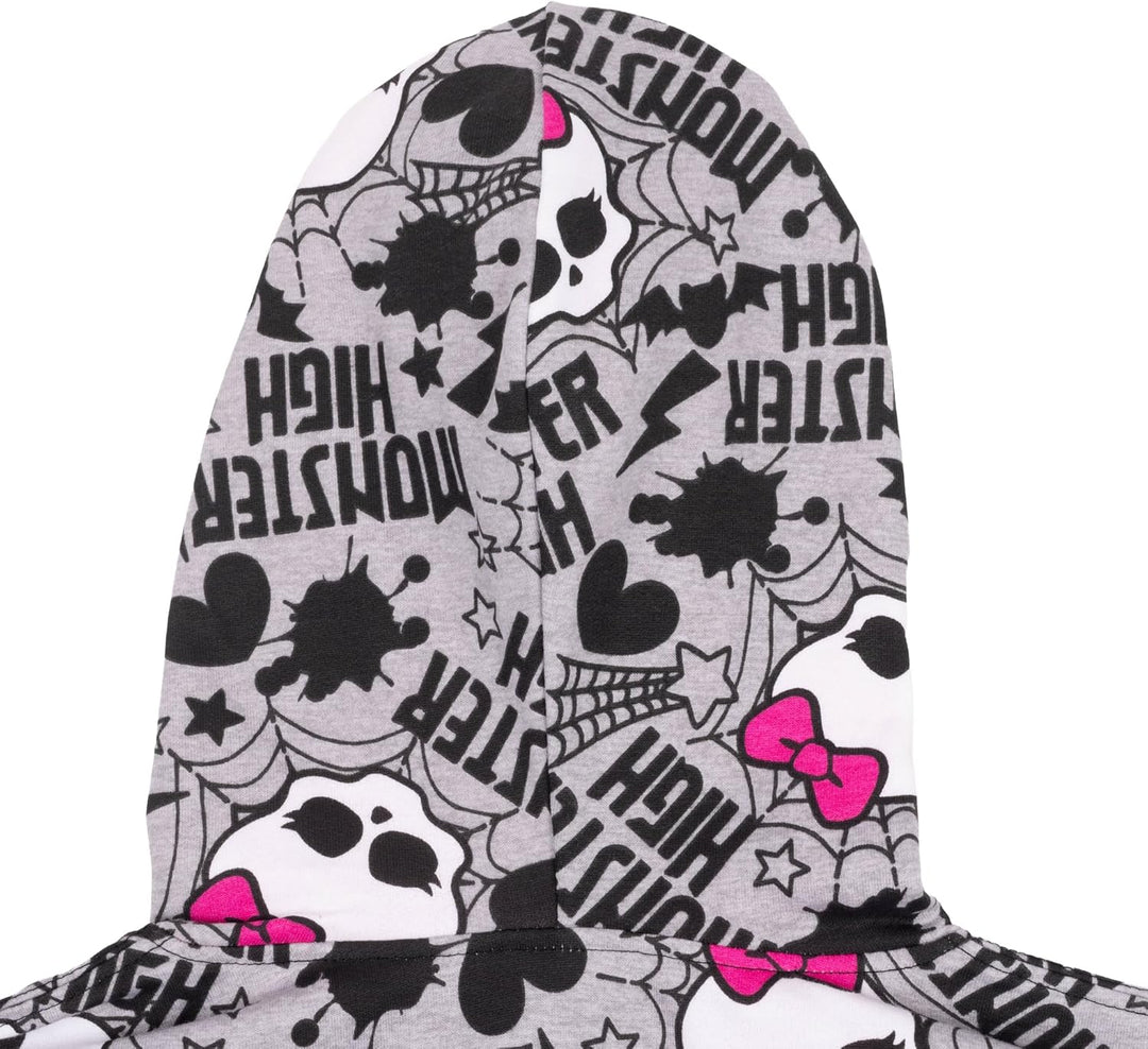 Mattel Monster High Kapuzenjacke mit Reissverschluss für Mädchen, Grau 9-10 Jahre Monster, 9-10 Jahr