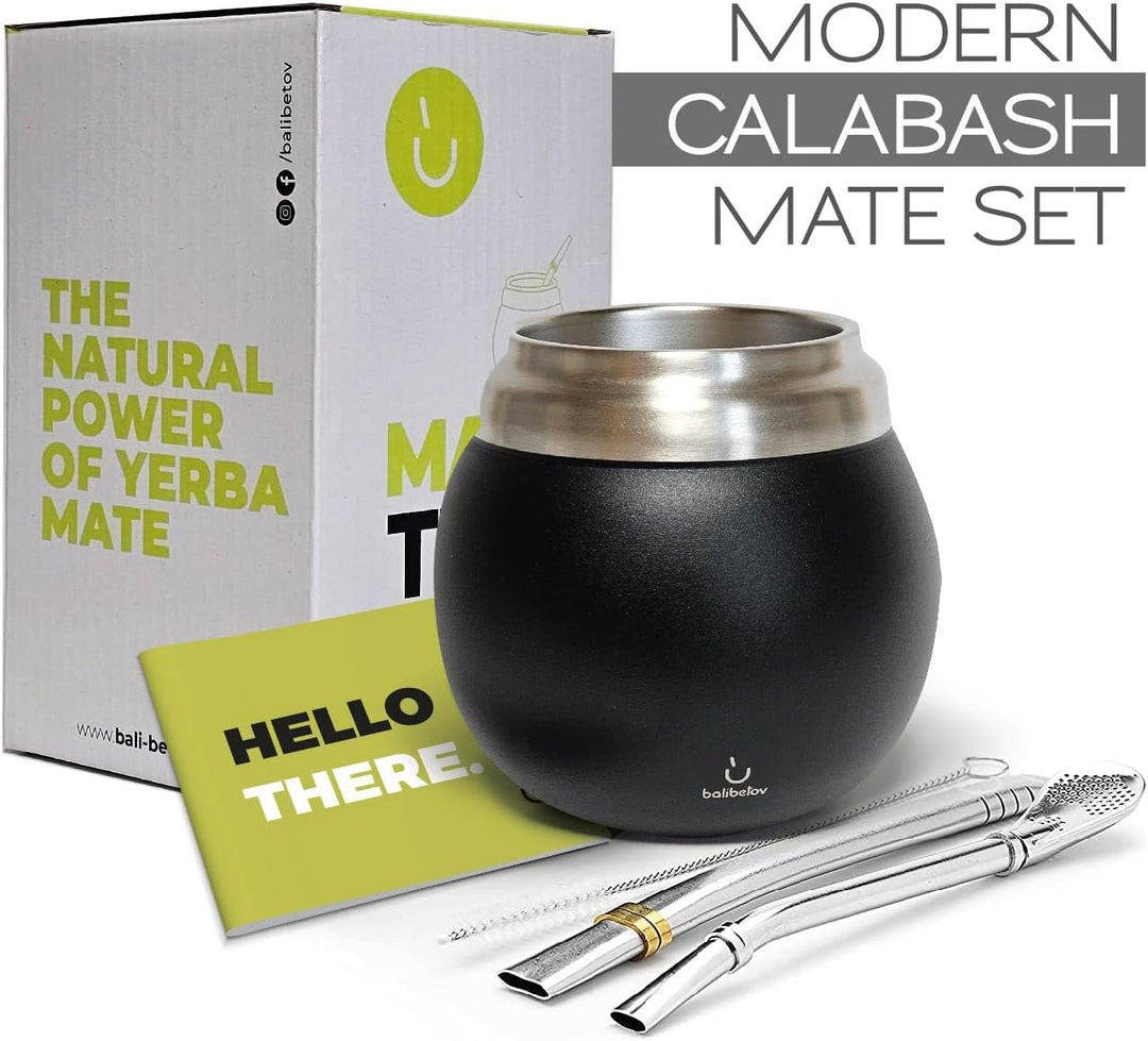 Yerba Mate Set - Modernes Yerba Mate Gourd Kit - Edelstahl mit Calabash Form und Bombilla - Einfach