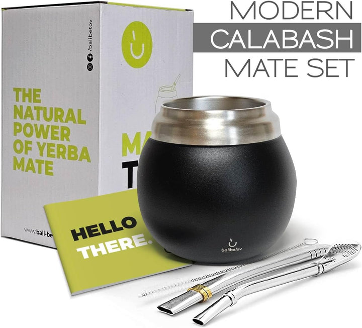 Yerba Mate Set - Modernes Yerba Mate Gourd Kit - Edelstahl mit Calabash Form und Bombilla - Einfach