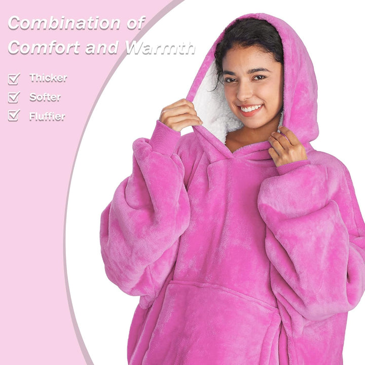 Kato Tirrinia Übergrosse Warme Hoodie Sweatshirt Decke, Weiche Flanell Damen Deckenpullover, Komfort