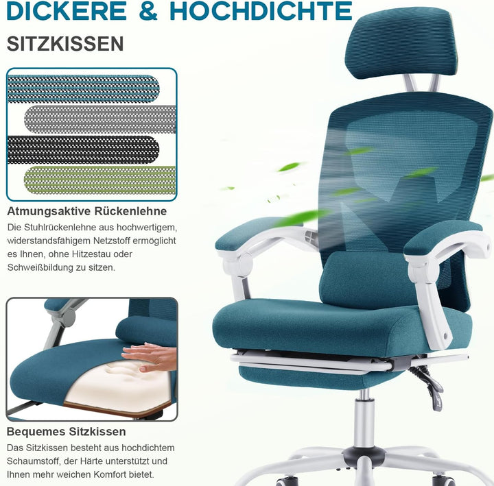 DUMOS Bürostuhl Ergonomisch - Ein Schreibtischstuhl mit Komfortarmlehnen, Ausgestattet mit Einer Beq