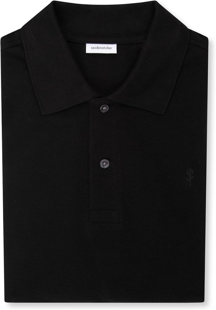 Seidensticker Herren Regular Bügelleicht Polo Kurzarm Polohemd L Schwarz, L Schwarz
