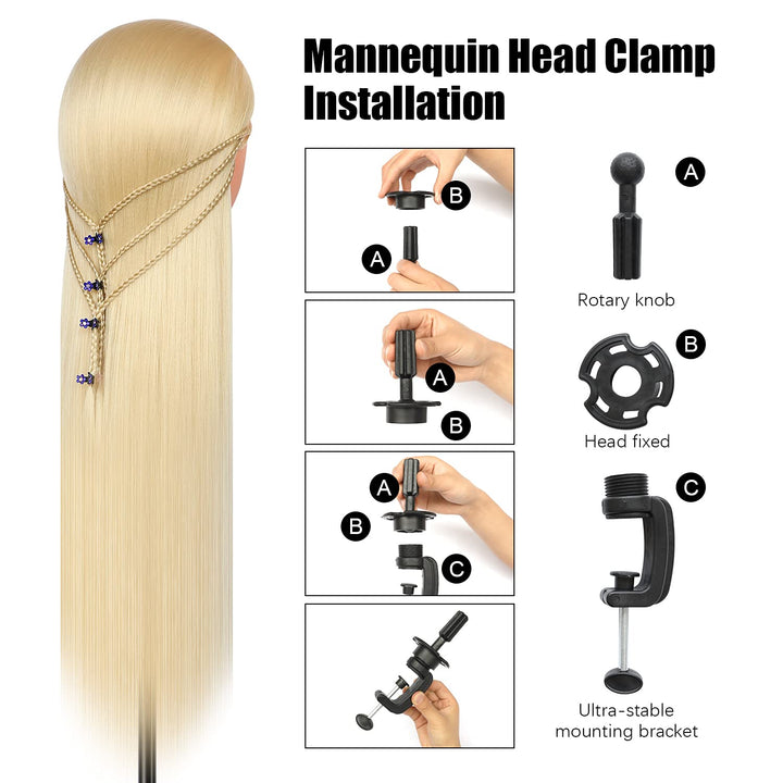 Trainingsköpfe, 28 inch Übungskopf Frisierkopf Friseur 100% Synthetikfaser-Haar Styling Kopf Frisier