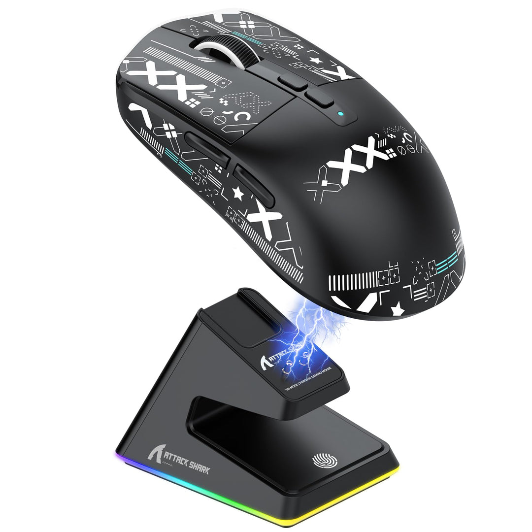 ATTACK SHARK X6 49g SUPERLIGHT Maus mit magnetischer Ladestation, PixArt PAW3395 Gaming-Sensor, BT/2