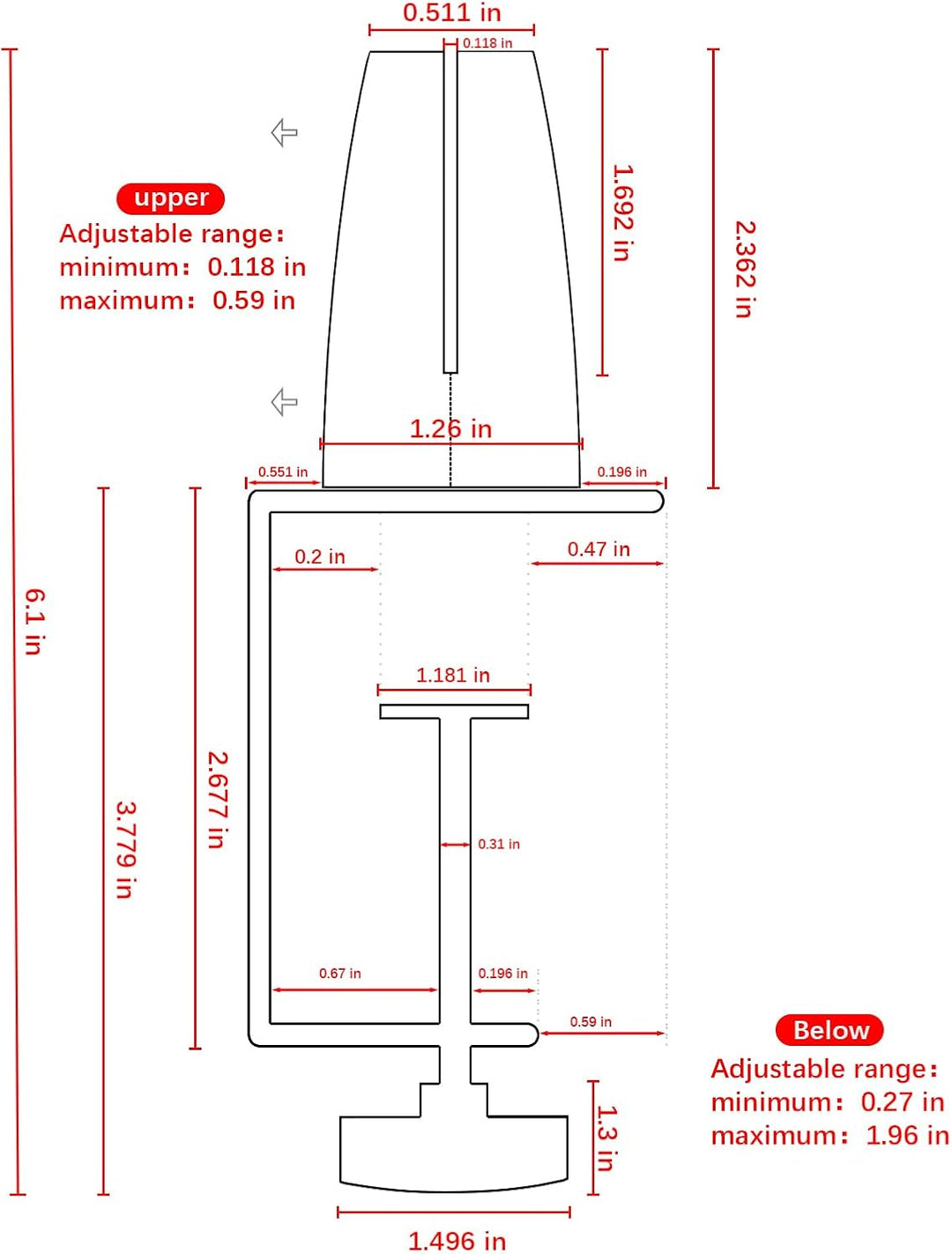 Jhanw Niesenschutz-Stützklemme für 0.3 cm bis 2.5 cm dicke Paneel, verstellbare Schreibtisch-Trennkl