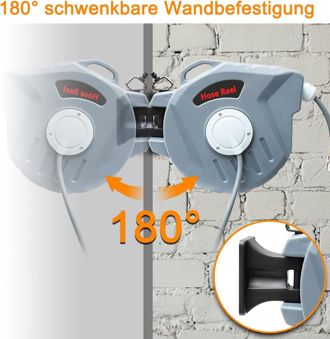 Daromigo Druckluftschlauchtrommel, Wandschlauchhalter Schlauchaufroller, 20m Schlauchlänge, 9.5 mm S