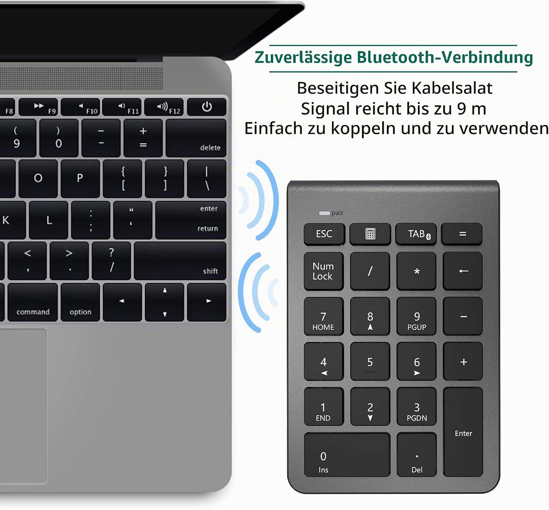 Bluetooth Ziffernblock für Laptops, tragbarer drahtloser Bluetooth 22-Tasten Nummernblock mit Mehrer
