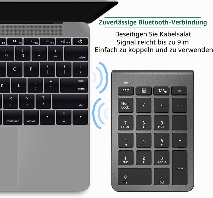 Bluetooth Ziffernblock für Laptops, tragbarer drahtloser Bluetooth 22-Tasten Nummernblock mit Mehrer