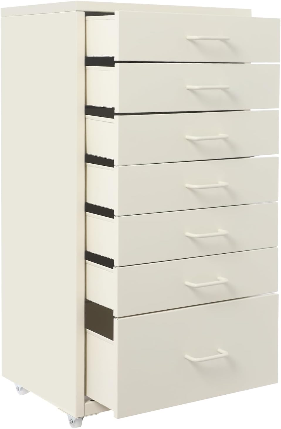 Mobiler Aktenschrank, Rollcontainer mit 7 Schubladen Metall-Nachttisch Schubladenschrank Rollschrank