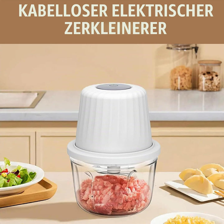 Zwiebel Zerkleinerer Elektrisch 400ML, Weiss Zwiebelschneider Elektrisch mit Akku Gemüsezerkleinerer