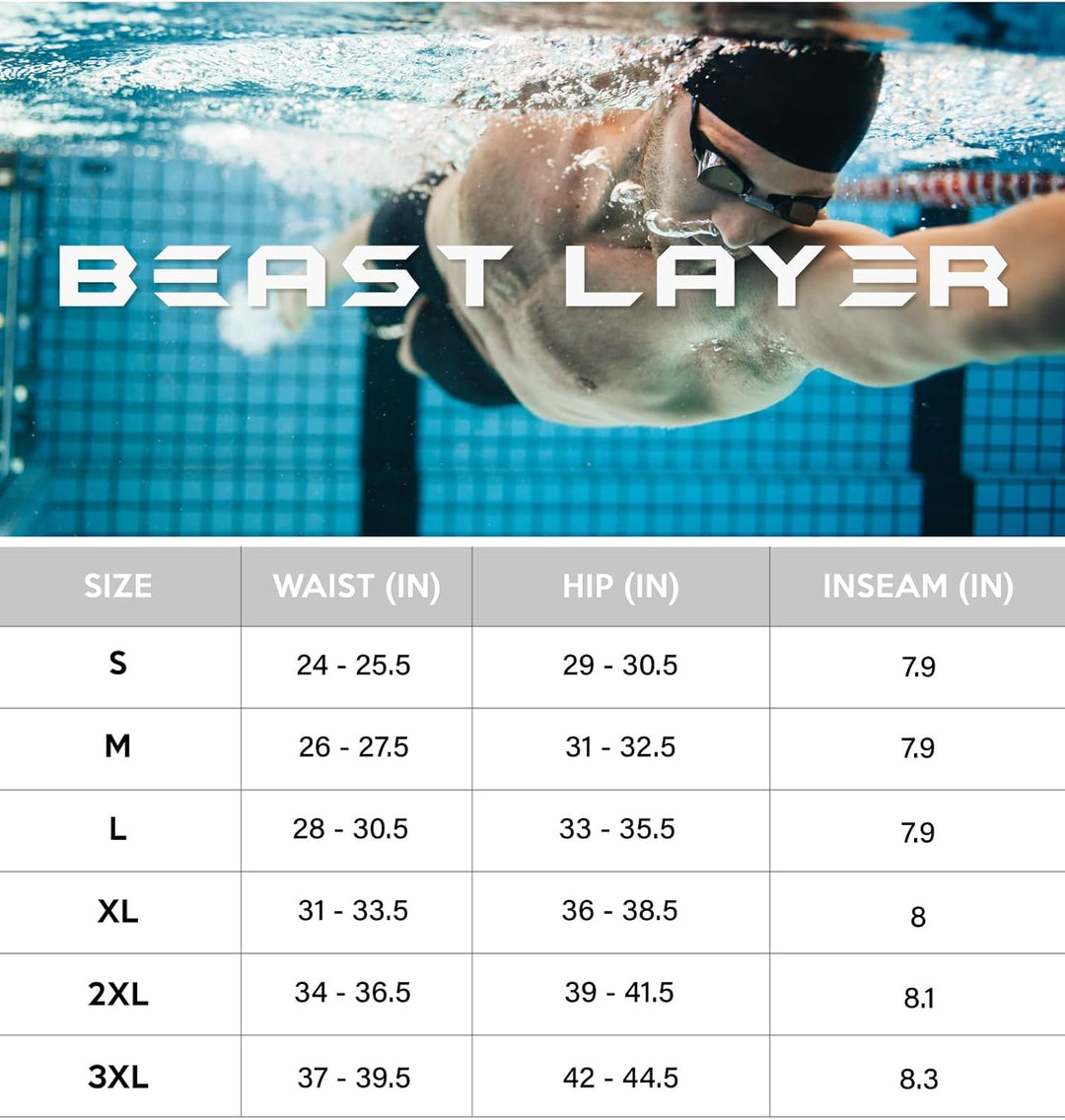 HUGE SPORTS Herren Splice Schwimmhose Kompression Jammer Lang Wilde Serie S Teufelsfische, S Teufels