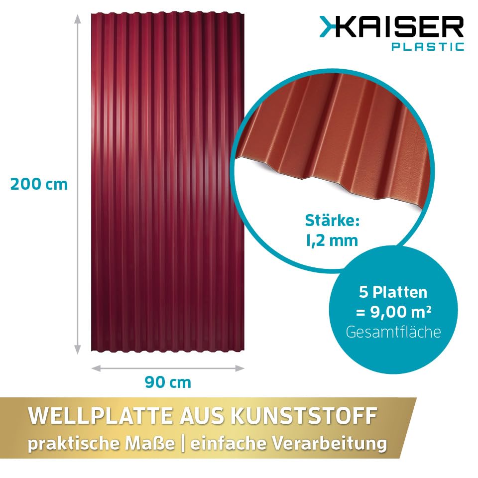 KAISER plastic® Wellplatten Ziegelrot | Wellplatten Dach, Welldach Kunststoff | Dachplatten wetterfe